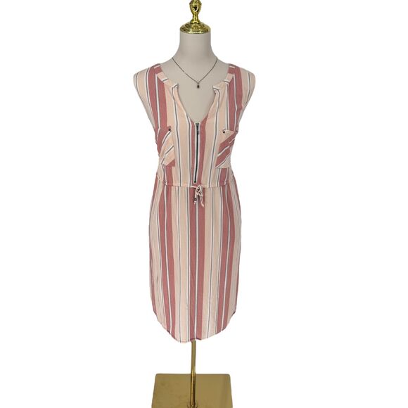 Torrid Mini Shirt Challis Dress 2X 18 20 Pink Stripe Zip Front Sleeveless READ - Picture 2 of 16